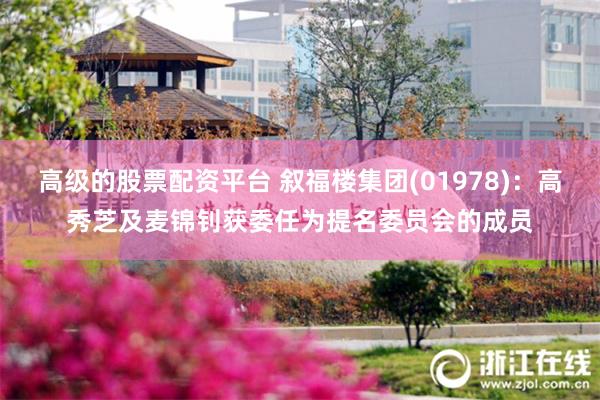 高级的股票配资平台 叙福楼集团(01978)：高秀芝及麦锦钊获委任为提名委员会的成员