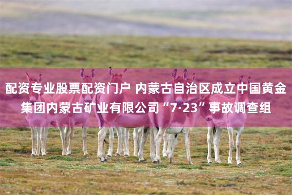 配资专业股票配资门户 内蒙古自治区成立中国黄金集团内蒙古矿业有限公司“7·23”事故调查组