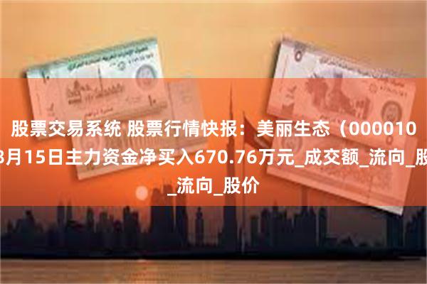 股票交易系统 股票行情快报：美丽生态（000010）8月15日主力资金净买入670.76万元_成交额_流向_股价