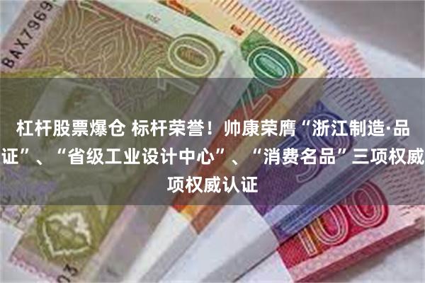 杠杆股票爆仓 标杆荣誉！帅康荣膺“浙江制造·品字认证”、“省级工业设计中心”、“消费名品”三项权威认证